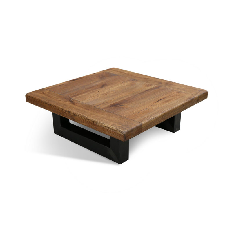 Rugged Oak Solid Wood Square Coffee Table with Sled Base