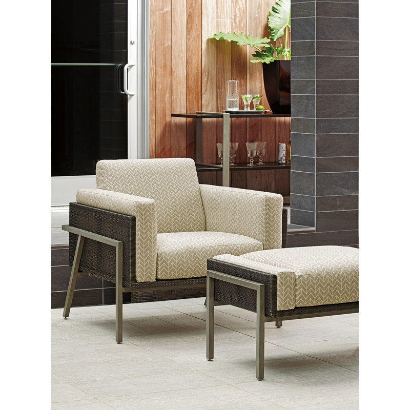 Contemporary Del Mar 34" Gray Outdoor Ottoman