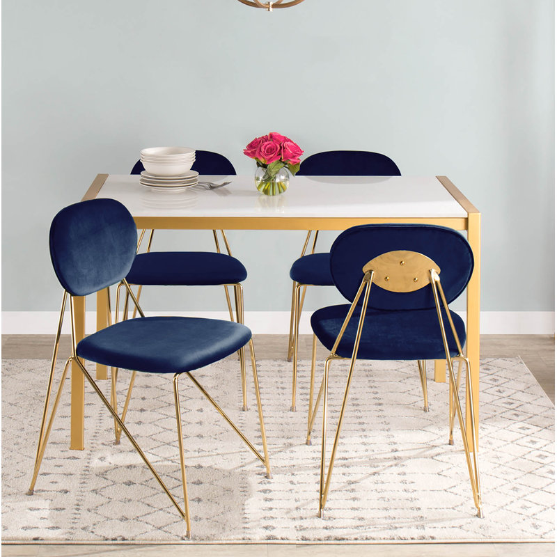 Gwen Black Velvet Upholstered Side Chair with Gold Frame