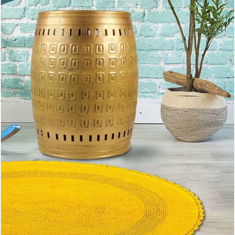 Moroccan-Inspired Brushed Gold Metal Multi-Purpose Stool/Table