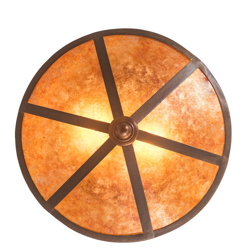 Amber Mica 16'' Geometric Flush Mount in Antique Copper