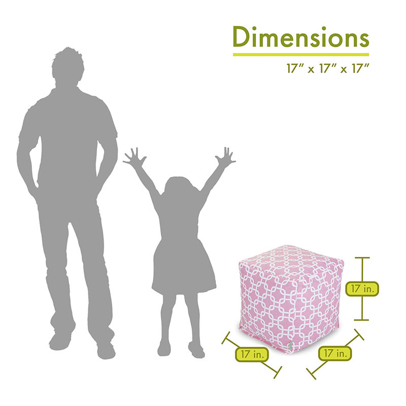 Soft Pink Cotton Cube Pouf with Eco-Friendly Polystyrene Beads
