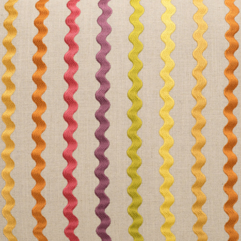 24'' Multicolor Embroidered Linen Square Throw Pillow