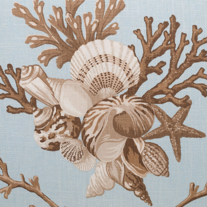 Surf Blue Linen Blend Seashell Throw Pillow