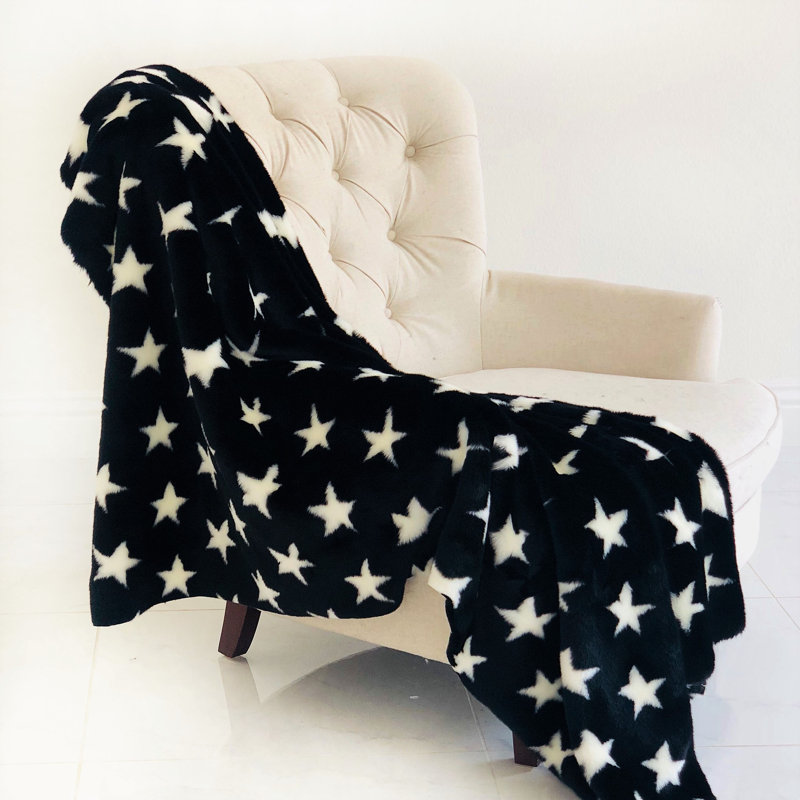 Plutus Stars King-Sized Reversible Faux Fur Throw Blanket