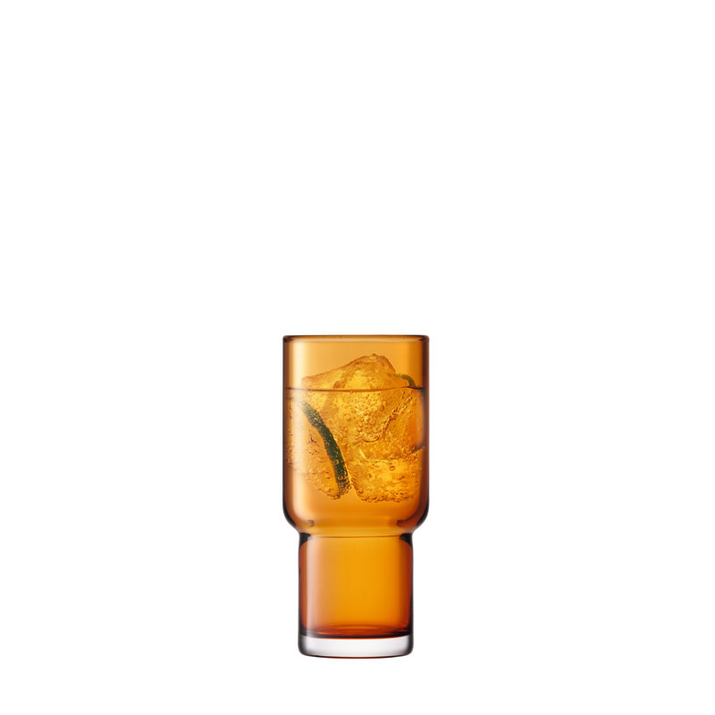 Amber Mouth-Blown Glass Highball Set of Two