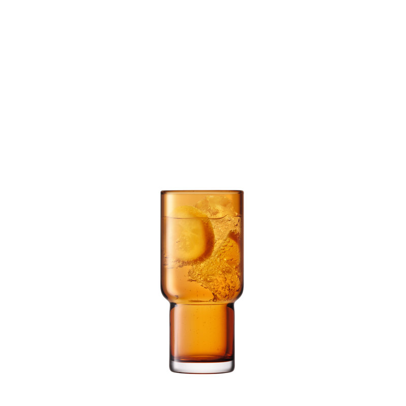 Amber Mouth-Blown Glass Highball Set of Two