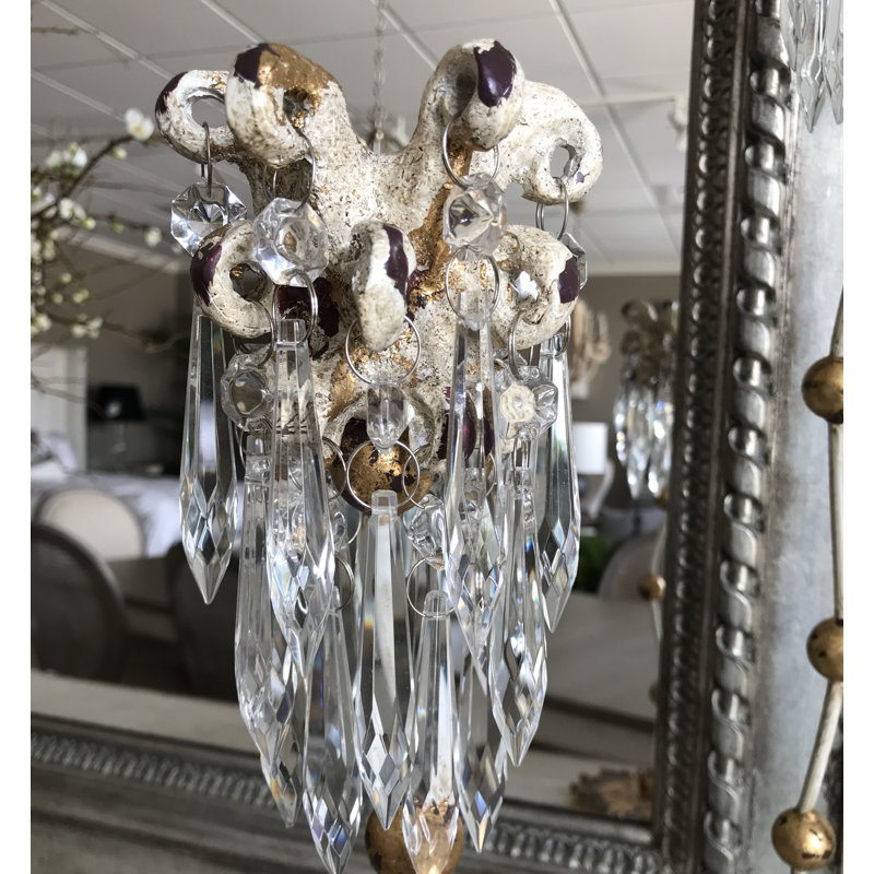 Elegant Venetian Crystal Candlestick with Distressed Gold Finish