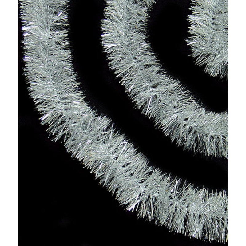 Snowblush & Silver Tinsel 7.5' Artificial Pine Christmas Garland