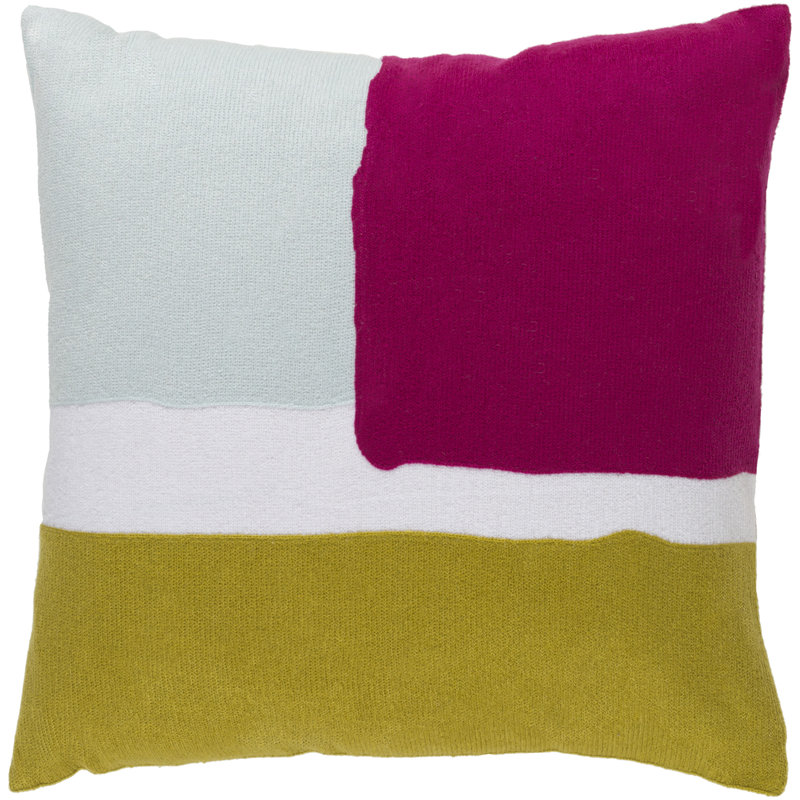Teal and Lime Cotton Embroidered Square Pillow Cover