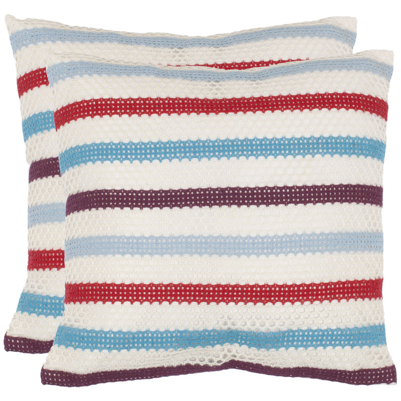 Leslie 18" Red and White Polyester Decorative Pillow Set