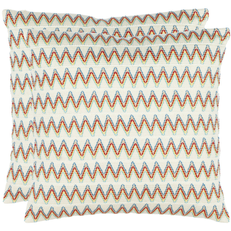 Set of 2 Cream Zigzag Pattern Decorative Pillows