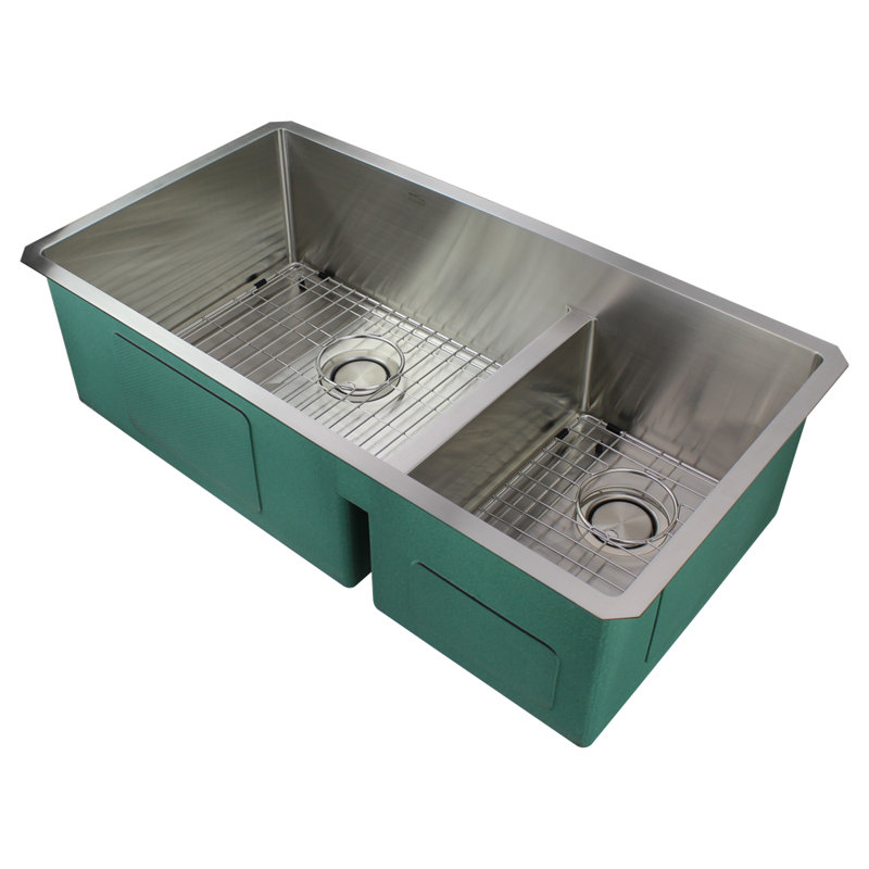 Diamond 35.5'' Stainless Steel Undermount Double Bowl Kitchen Sink