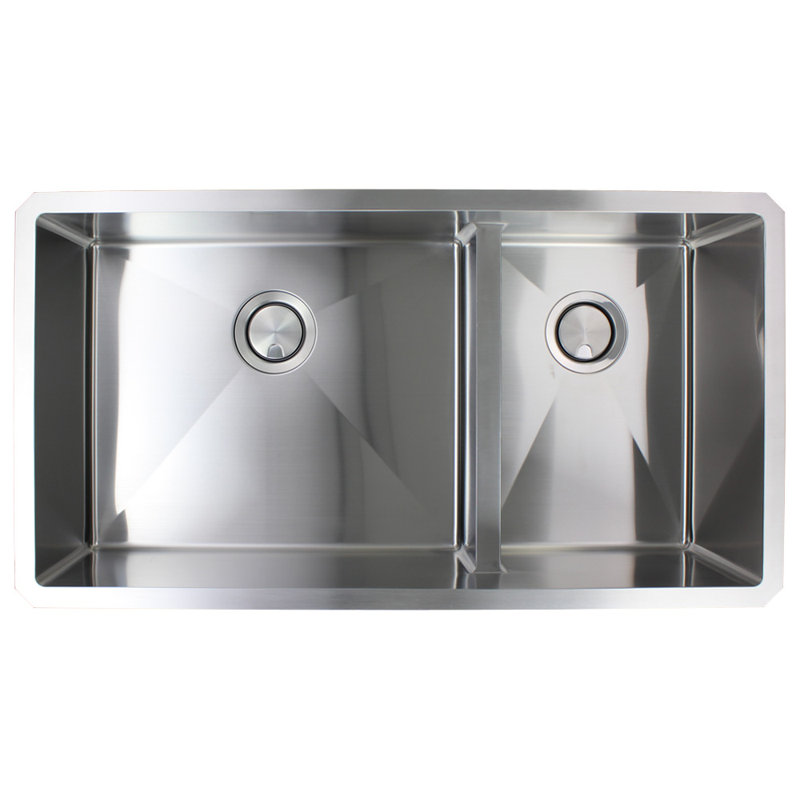 Diamond 35.5'' Stainless Steel Undermount Double Bowl Kitchen Sink