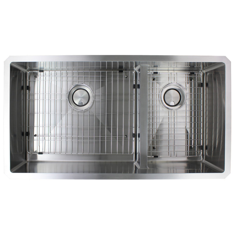 Diamond 35.5'' Stainless Steel Undermount Double Bowl Kitchen Sink