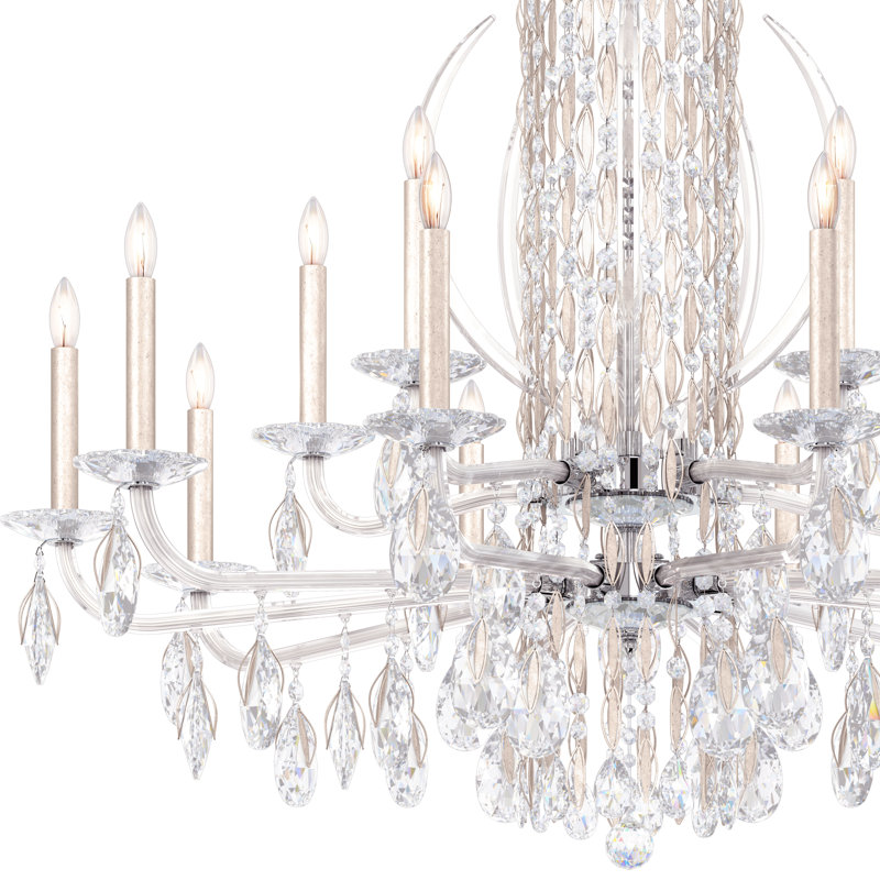 Sarella Heritage Clear Crystal 15-Light Antique Silver Chandelier