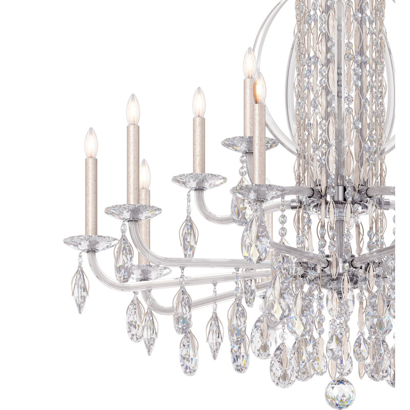 Antique Silver 17-Light Chandelier with Clear Heritage Crystal