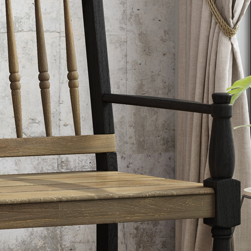 Gray and Black Acacia Wood Farmhouse Bench with Shelf