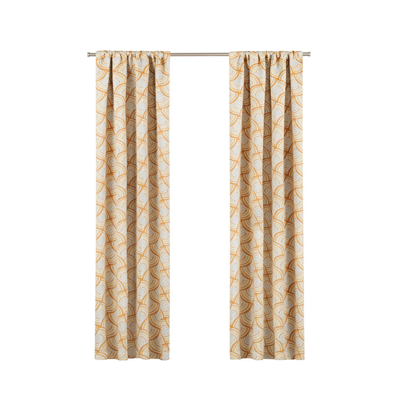 Gray Geometric Blackout Rod Pocket Curtain Panel