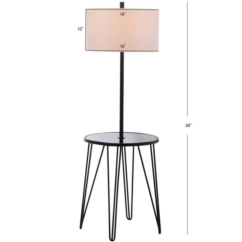 Ciro 58-Inch Black Metal and Glass Floor Lamp Table