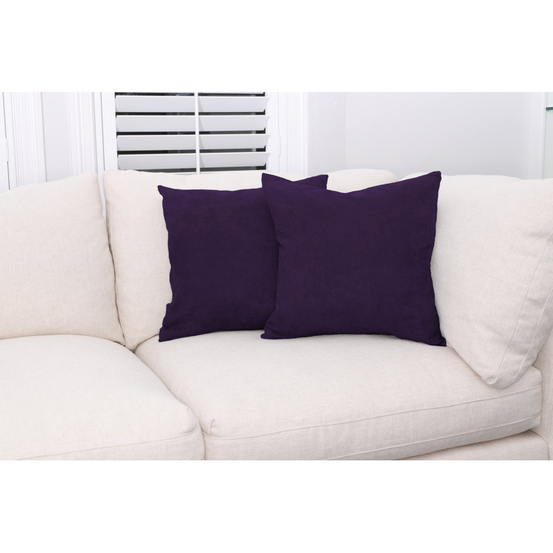 Purple Microsuede Down-Filled Square Throw Pillows, Set of 2