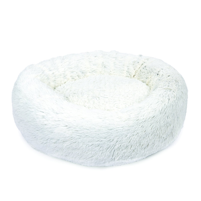 Small White Faux Fur Orthopedic Elevated Pet Bed