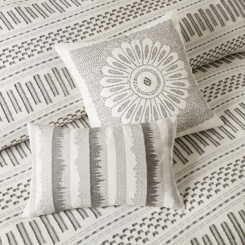 Ivory Cotton Jacquard Full Bedspread Set with Textured Accents