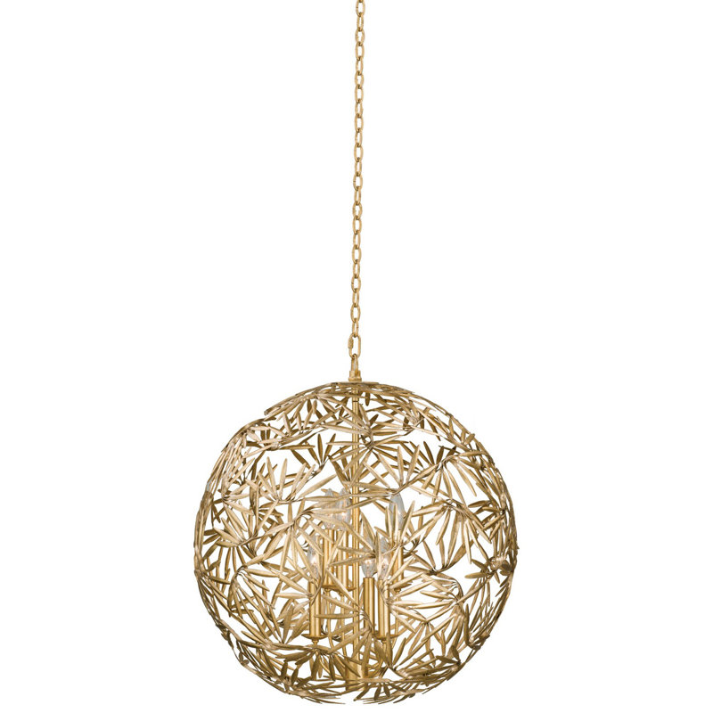 Gold Glass Globe 6-Light Chandelier, 26" Height