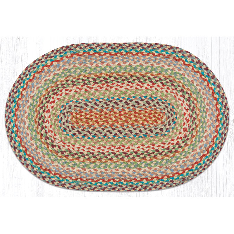 Eco-Friendly Multicolor Oval Braided Jute Rug 27"x45"