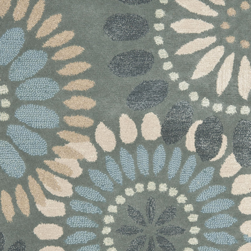 Blossom Bliss Hand-Tufted Blue Floral Wool Rug - 2' x 3'
