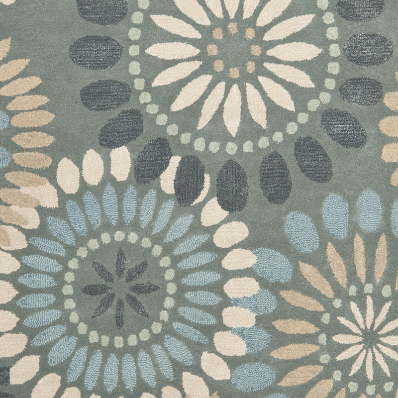 Blossom Bliss Hand-Tufted Blue Floral Wool Rug - 2' x 3'