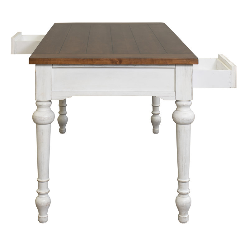 Durham 60'' Traditional White and Cherry Home Office Desk with Drawers