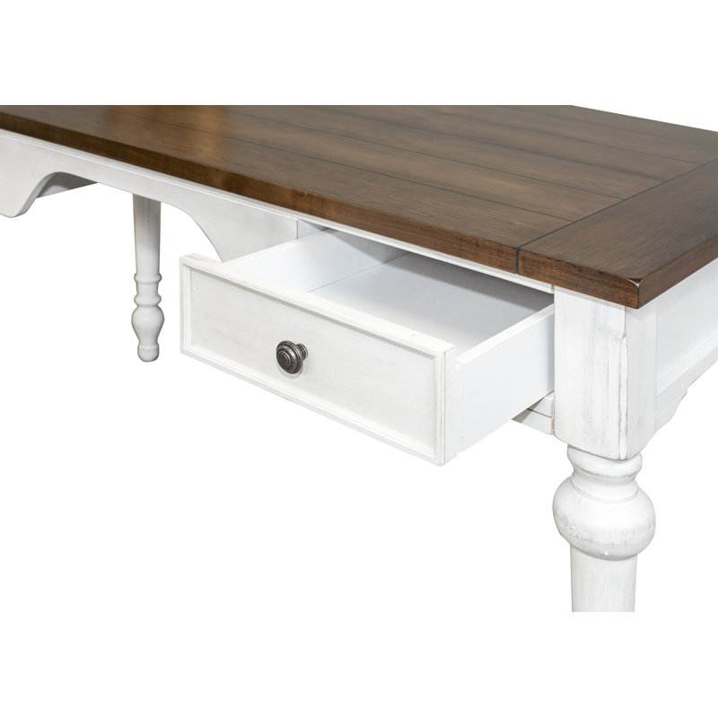 Durham 60'' Traditional White and Cherry Home Office Desk with Drawers