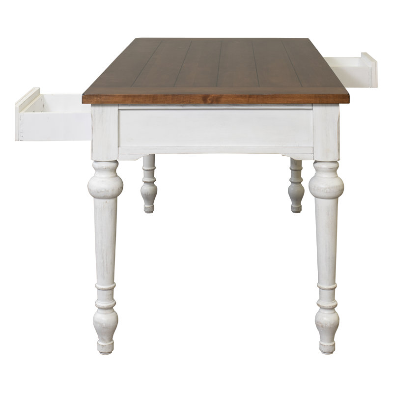 Durham 60'' Traditional White and Cherry Home Office Desk with Drawers