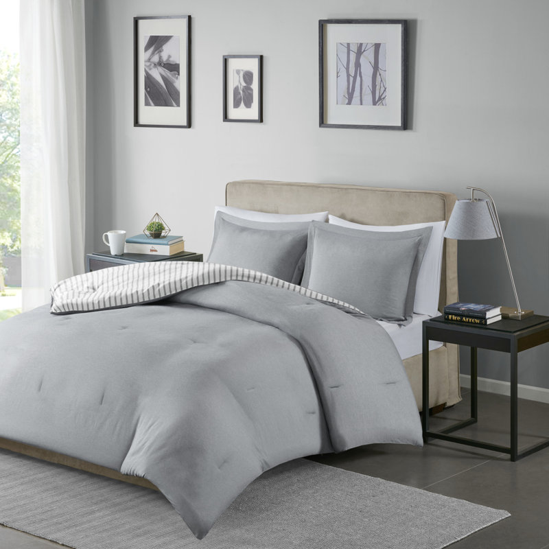 Gray King Reversible Down Alternative Comforter Set