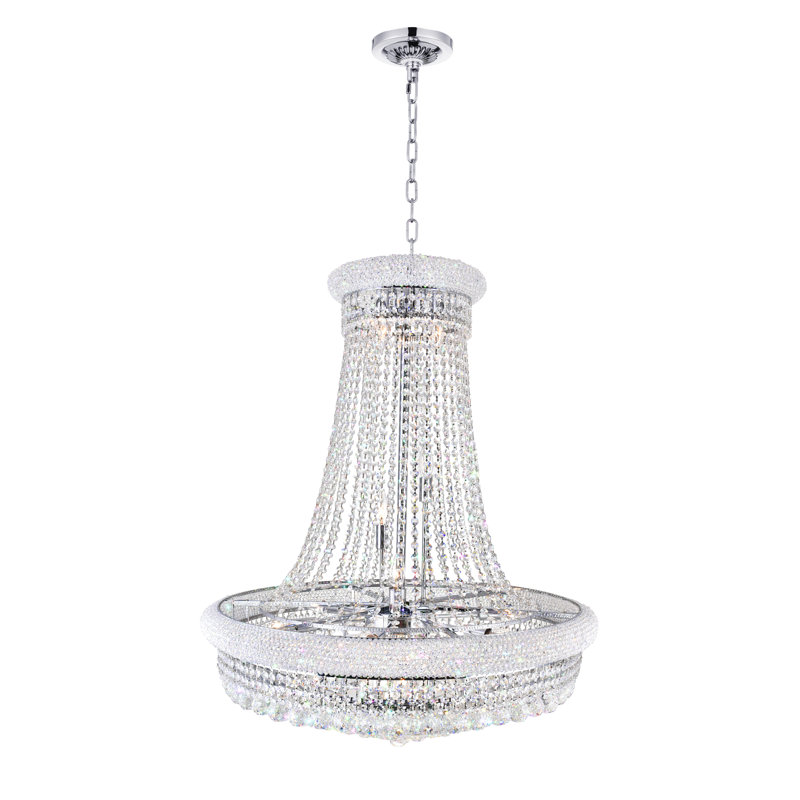 Elegant Empire Chrome & Crystal 28" Chandelier with Adjustable Chain