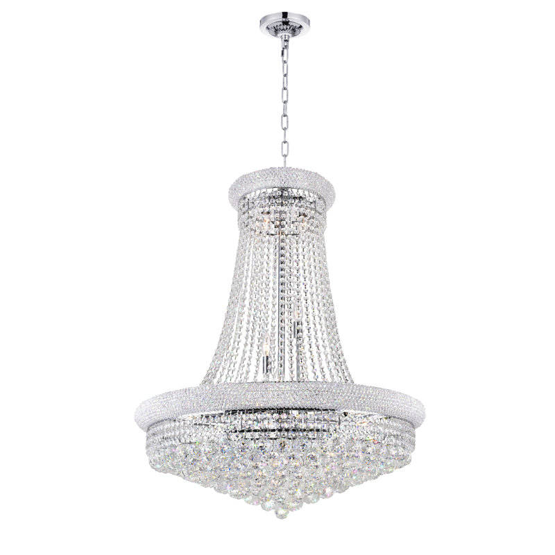 Elegant Empire Chrome & Crystal 28" Chandelier with Adjustable Chain
