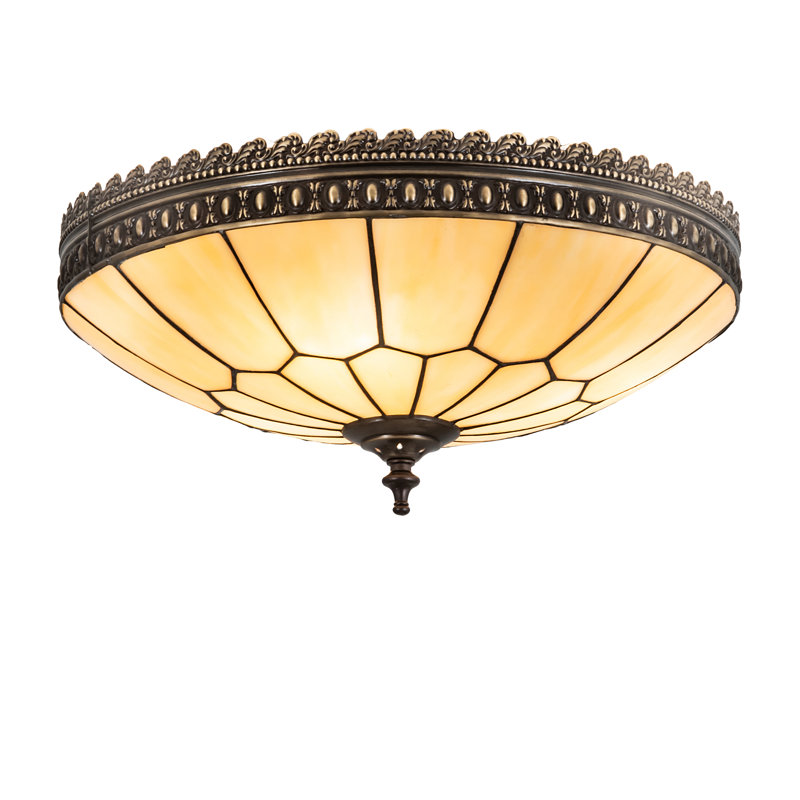 Bronze and Glass 15" Honeycomb Flush Mount Light
