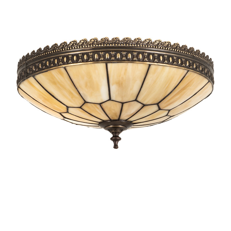 Bronze and Glass 15" Honeycomb Flush Mount Light