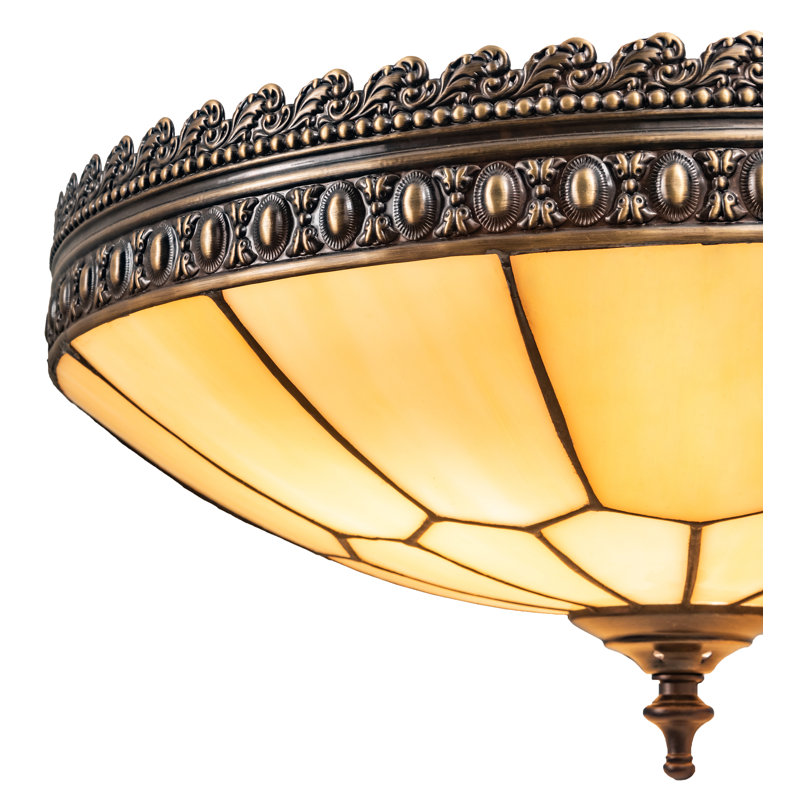Bronze and Glass 15" Honeycomb Flush Mount Light
