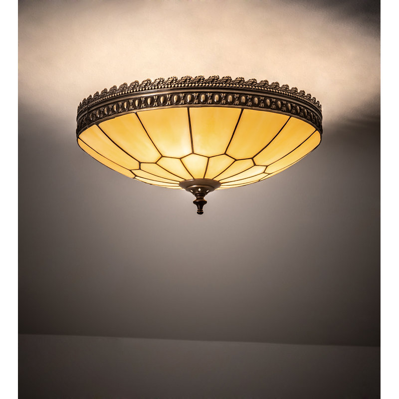 Bronze and Glass 15" Honeycomb Flush Mount Light