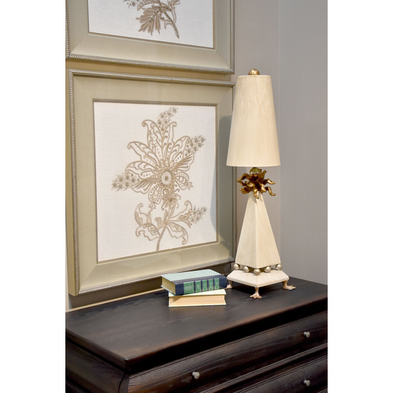 Leda 32" Weathered Brown and Gold Leaf Table Lamp