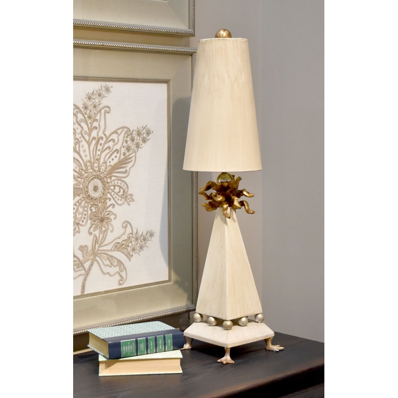 Leda 32" Weathered Brown and Gold Leaf Table Lamp
