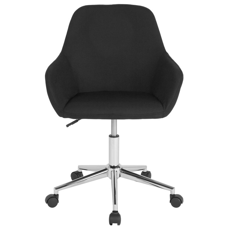Black Fabric Mid-Back Swivel Office Chair with Chrome Base