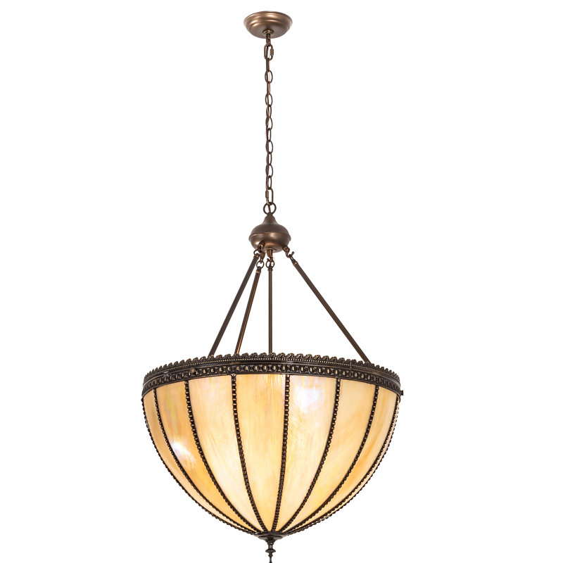 Gothic Bronze and Glass 3-Light Pendant