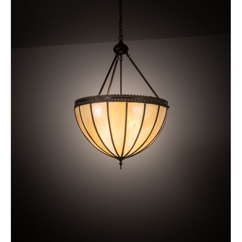 Gothic Bronze and Glass 3-Light Pendant