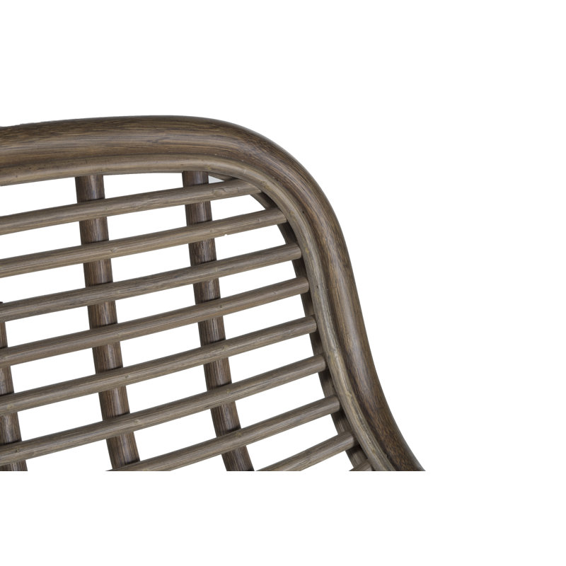 Jake Transitional Matte Gray Rattan and Metal Bar Stool
