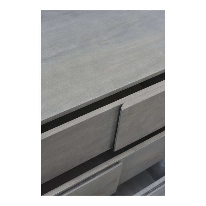 Felix Modern Industrial Gray 6-Drawer Solid Acacia Dresser