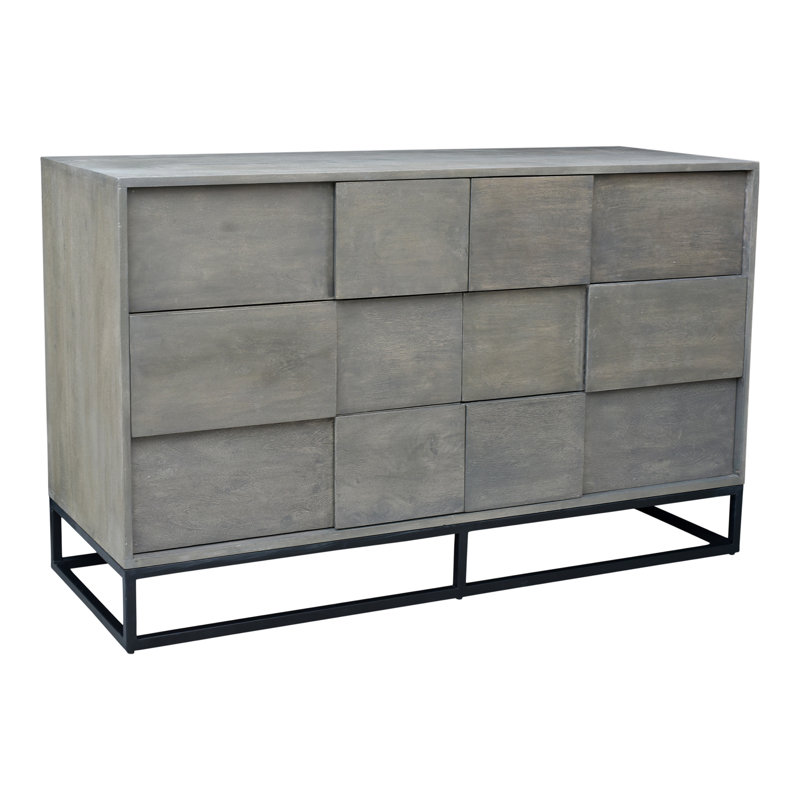 Felix Modern Industrial Gray 6-Drawer Solid Acacia Dresser