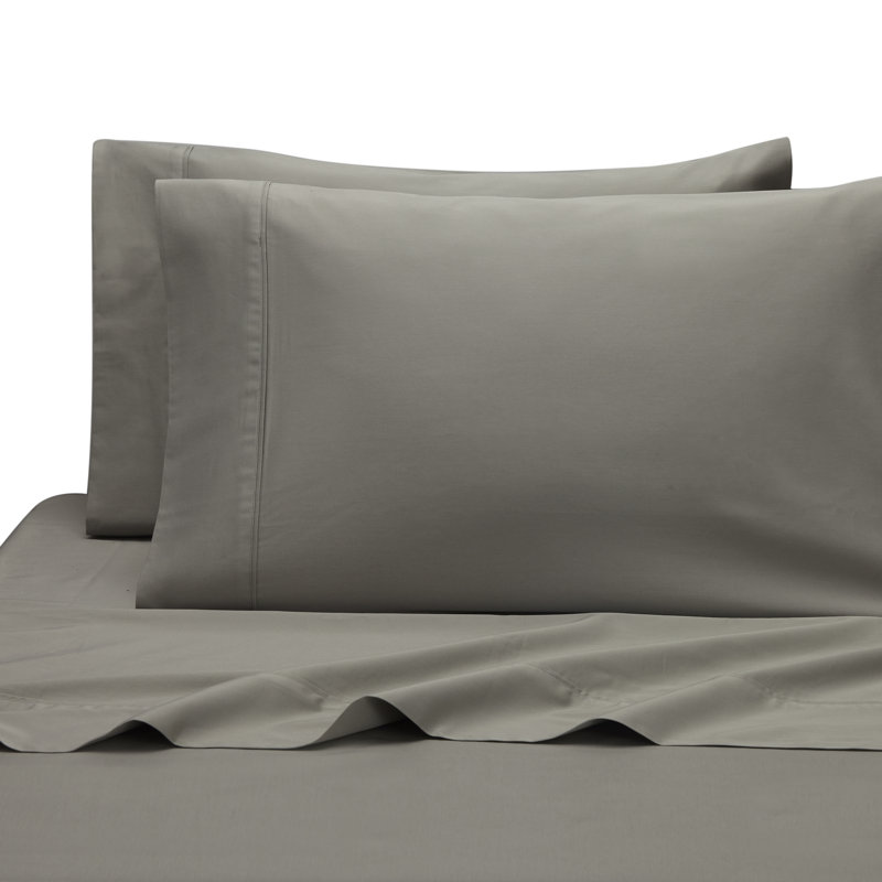 Gray Organic Cotton Embroidered King Pillowcase Set